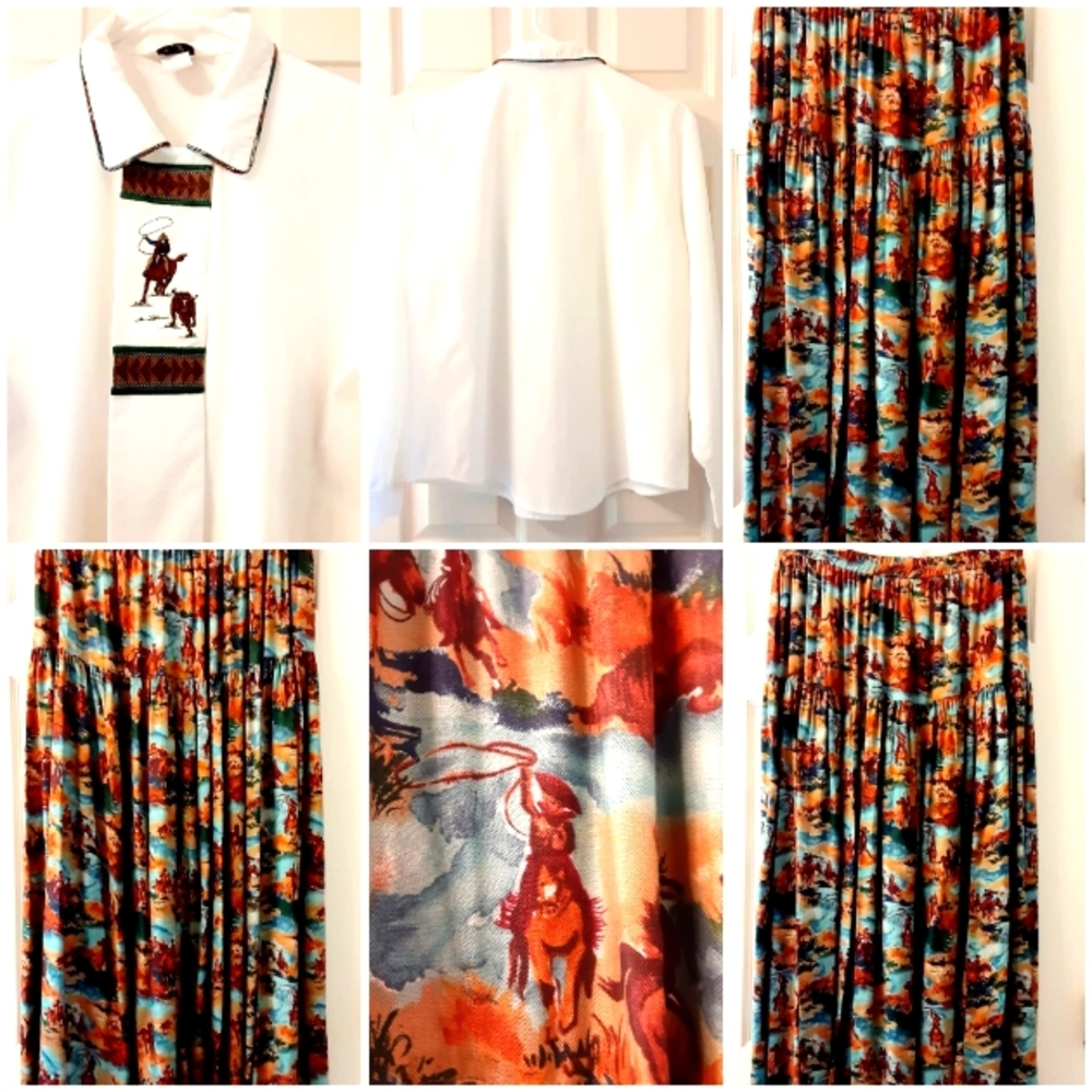 Sharon Young Sportswear. Blouse and Skirt.